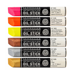 Oil Stick Flurescent & Metallics 6-set in de groep Kunstenaarsmateriaal / Krijt en potloden / Oliekrijt bij Voorcrea (138093)