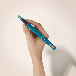 Meridian Teal/Rainbow Vulpen  in de groep Pennen / Fine Writing / Luxe pennen bij Voorcrea (138327_r)