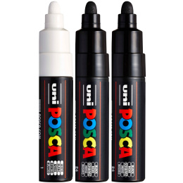 PC-7M Black/White 3-set in de groep Pennen / Kunstenaarspotloden en -stiften / Illustratiemarkers bij Voorcrea (poscaPC7M_set)