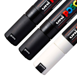 PC-7M Black/White 3-set in de groep Pennen / Kunstenaarspotloden en -stiften / Illustratiemarkers bij Voorcrea (poscaPC7M_set)